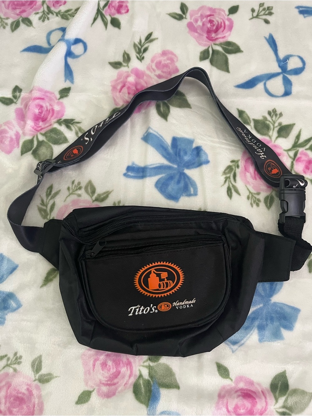 Tito's Black Logo Belt Bag with Adjustable Branded Strap